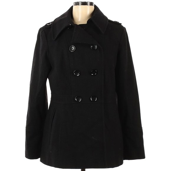 Michael Kors Black Wool Pea Coat size M - Picture 1 of 5
